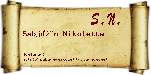 Sabján Nikoletta névjegykártya