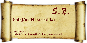 Sabján Nikoletta névjegykártya